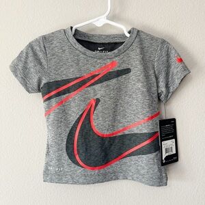 Nike Dri-Fit Baby Boys Logo Short Sleeve Tee Shirt Gray Size 12 Months NEW